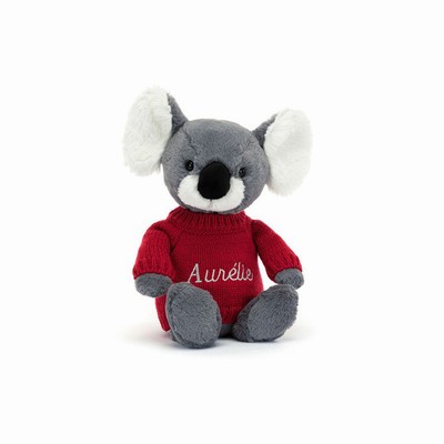 Jellycat Bashful Koala with Red Jumper New Zealand | IFXKV3962